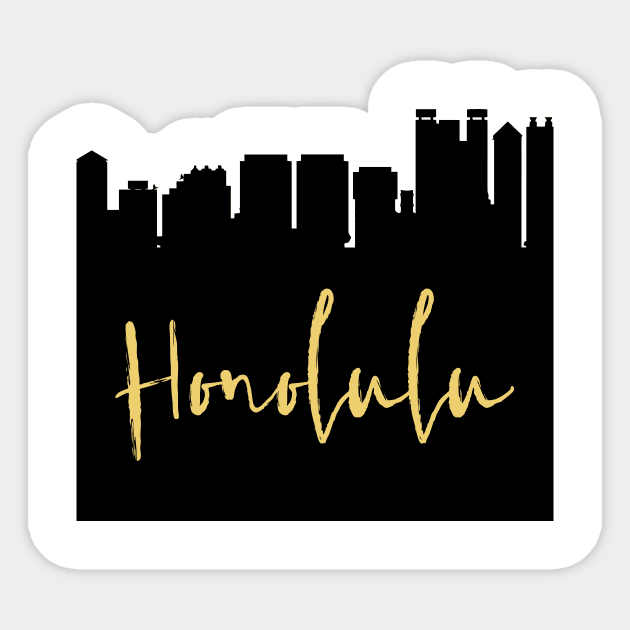 HONOLULU HAWAII DESIGNER SILHOUETTE SKYLINE ART Sticker by deificusArt